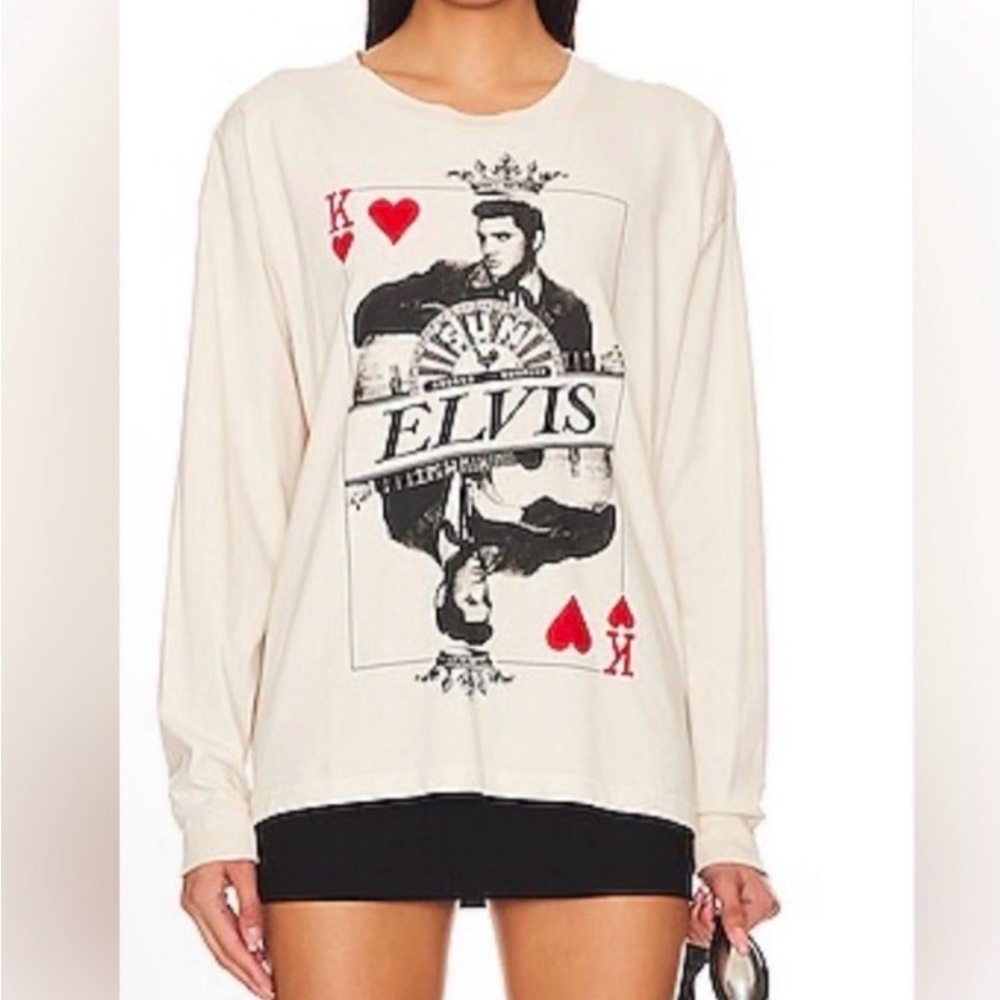 Daydreamer Cream Elvis Graphic Long Sleeve Tee